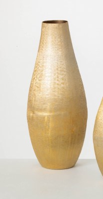 18" Brushed Gold Metal Textured Vase