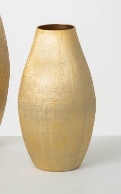 12" Brushed Gold Metal Textured Vase