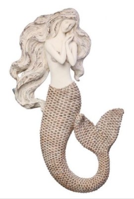 23" Distressed White Polyresin Mermaid Wall Plaque