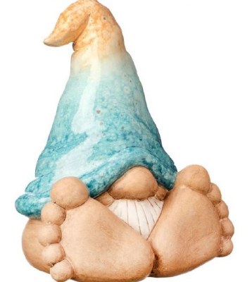 7" Blue Terracotta Big Foot Beach Gnome