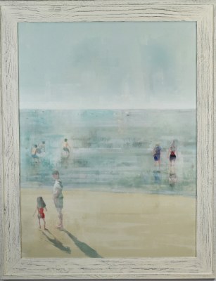47" x 37" Beach People 2 Gel Print With White Wash Frame