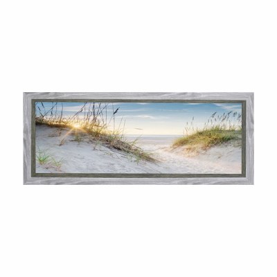 18" x 42" Sea Oats in Dunes Sunset Gel Print With Gray Frame