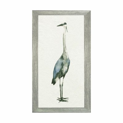 28" x 16" Blue Heron 2 Gel Print With Gray Frame