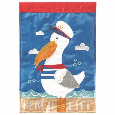42" x 29" Red and Blue Pelican Captain Beach Life Flag