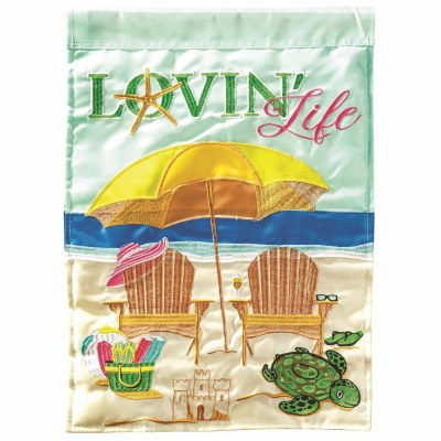 42" x 29" Lovin' Life Beach Chairs and Umbrella in the Sand Flag
