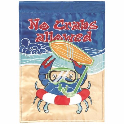 18" x 13" Mini No Crabs Allowed Snorkeling Crab in Tube Garden Flag