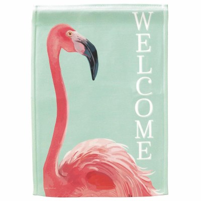 18" x 13" Mini Mint Flamingo Welcome Garden Flag