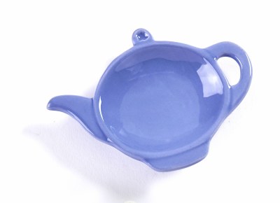 3" Round Blue Ceramic Teapot Teabag Holder