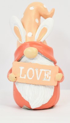 5" Mint and Pink Ceramic Happy Bunny Ear Easter Gnome