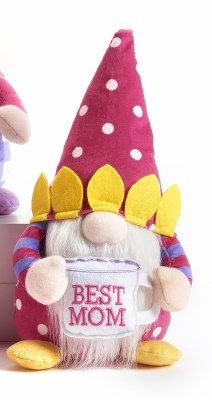 10" Pink Dotted Flower Crown Best Mom Mug Gnome