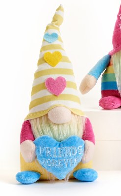 12" Yellow Striped Blue Heart Friends Forever Gnome