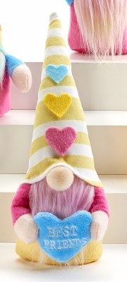 8" Pink and Yellow Striped Best Friends Gnome
