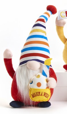 14" Red Multi Striped Hat Make A Wish Cupcake Gnome