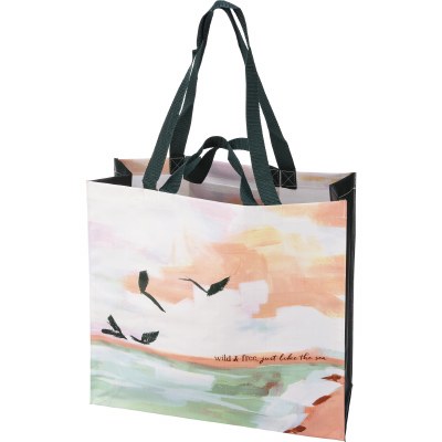 15" Square Wild and Free Just Like the Sea Market Tote Bag