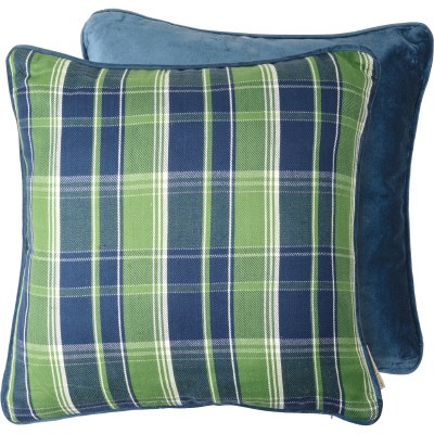16" Square Blue Green Plaid Pillow