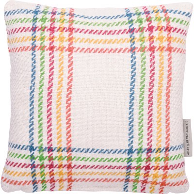 10" Square Multicolor Plaid Pillow