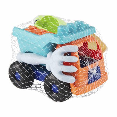 9" Orange and Blue Sand Truck With 5 Beach Toys by Mud Pie