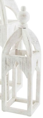 20" Distressed White Wood Crown Lantern by Mud Pie