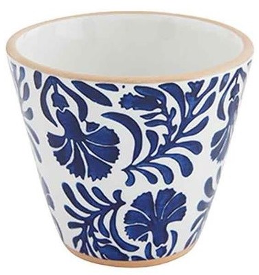 4" White Ceramic Hand-Painted Floral Pattern Pot by Mud Pie