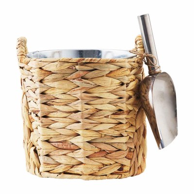 8" Woven Water Hyacinth Ice Bucket With Scoop by Mud Pie
