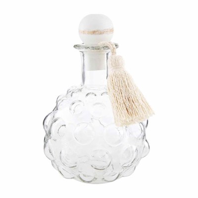 8" Clear Glass Dotted Bottle With Tassel Stopper by Mud Pie