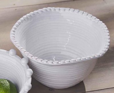 9" Round Ceramic Bowl With Small Beaded Rim by Mud Pie