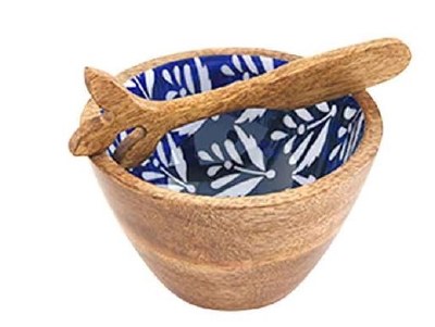 5" Blue Flower Pattern Bowl With Spreader by Mud Pie