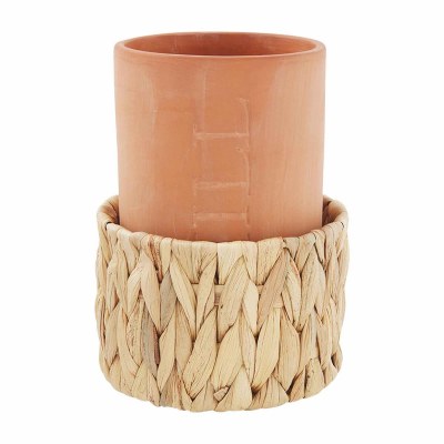 7" Terracotta Wine Chiller With a Woven Base by Mud Pie