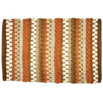 13" x 19" Orange Brown Coral Stripe Placemat Fall and Thanksgiving