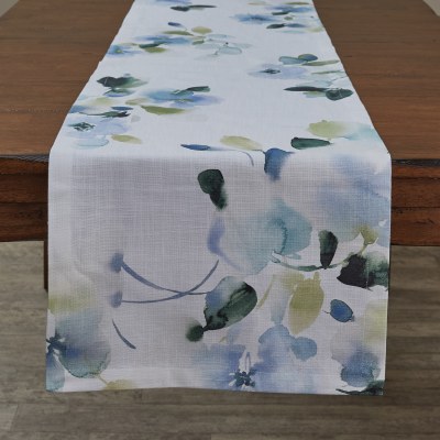 72" Blue White Green Flower Runner