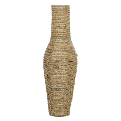 44" Brown Woven Faux Seagrass Tall Floor Vase