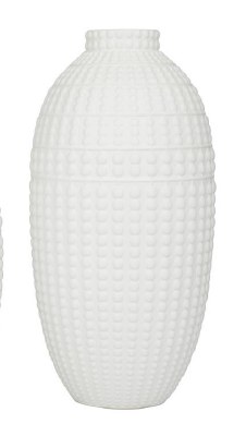 16" Matte White Dotted Ceramic  Vase