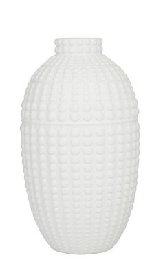 12" Matte White Dotted Ceramic  Vase