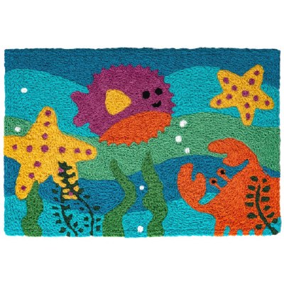 20" x 30" Multicolor Puffer Fish, Starfish and Crab Rug