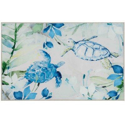 22" x 32" Blue and White Turtles Sea the Beauty Rug