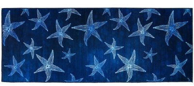 1.9' x 4.6' Dark Blue Starfish Blues Runner