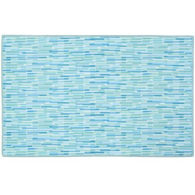 1.8' x 2.6' Blue and Green Stacked Glass Rug