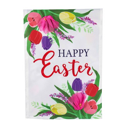44" x 28" Multicolor Tulips Happy Easter House Flag
