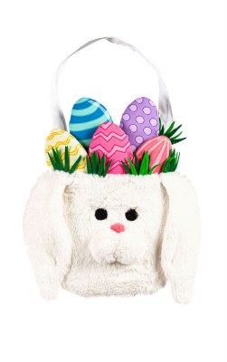 14" White Bunny Basket With Easter Eggs 3D Door Hanger