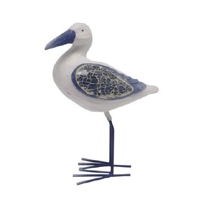 9" Dark Blue and White Mosaic Glass Shorebird