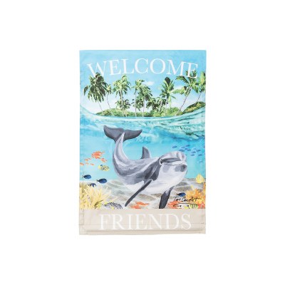 18" x 14" Mini Welcome Friends Dolphin and Island Underwater Flag