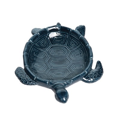 9" Dark Blue Ceramic Turtle Dish