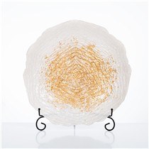 15" White and Gold Glass Platter