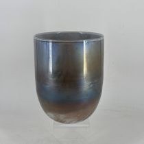 7.9" Blue, Gray, and Clear Glass Vase