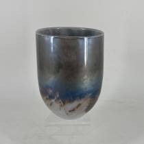 6.7" Blue, Gray, and Clear Glass Vase