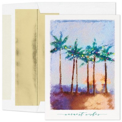 8" x 6" Box of 16 Christmas Palm Trees Holiday Cards