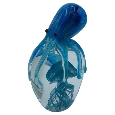 6" Blue Octopus Sitting on a Jellyfish Paperweight