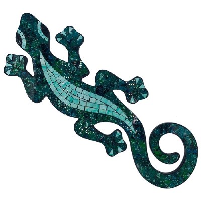 21" Green Mosaic Gecko Plaque