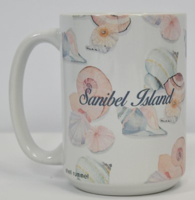 15 OZ Sanibel Isand Multipastel Shells Mug