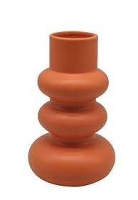 10" Orange Three Blobs Ceramic Vase